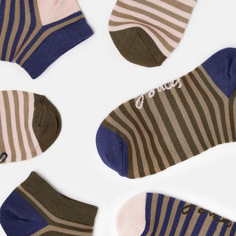 Joules Rilla 3 Pack Trainer Socks - Pink Multi - UK 4-8-1